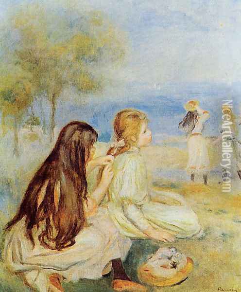 Young Girls By The Sea 2 Oil Painting - Pierre Auguste Renoir