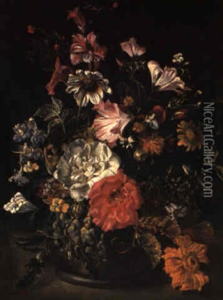 Dekorativer Blumenstraus Oil Painting - Jean-Baptiste Monnoyer