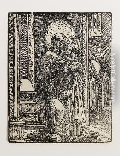 La Vierge Debout Dans Une Eglise Oil Painting - Albrecht Altdorfer