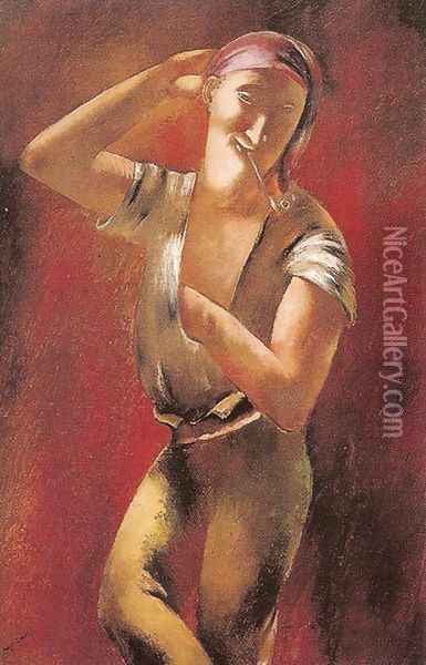 Boy Smoking a Pipe Oil Painting - Eugene Zak