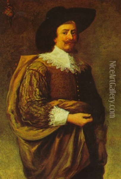 Bildnis Eines Vornehmen Herrn Mit Spitzenkragen Oil Painting - Frans Hals