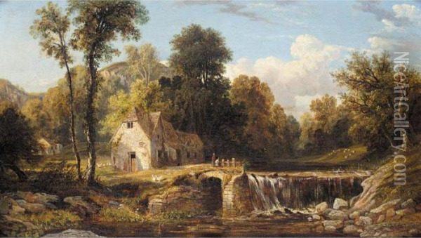 By The Waterfall Oil Painting - Henry Hewitt