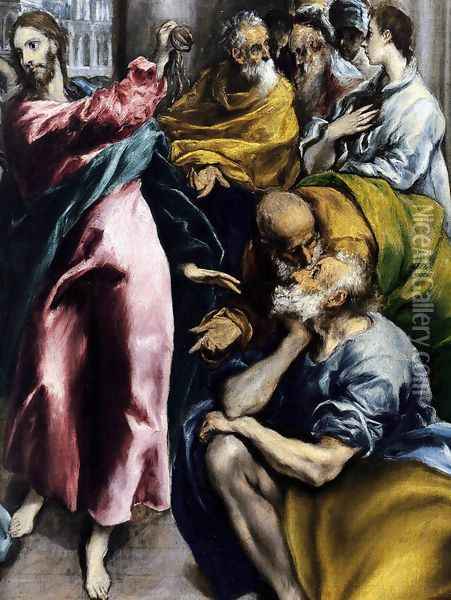 The Purification of the Temple (detail 2) c. 1600 Oil Painting - El Greco (Domenikos Theotokopoulos)