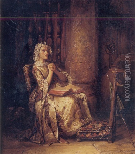 Dame De Qualite En Priere Oil Painting - Claudius Jacquand