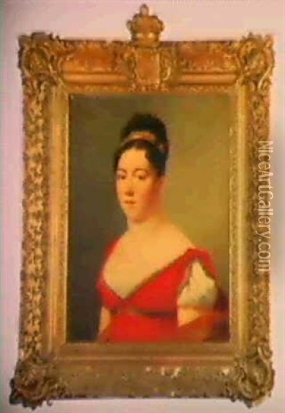 Portrait De La Comtesse Rose Julie Charlotte Delaborde      Epouse Du Comte Henri Francois Delaborde Oil Painting - Jean Antoine Pinchon
