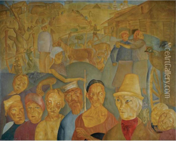 Faces Of Russia Oil Painting - Boris Dimitrevich Grigoriev