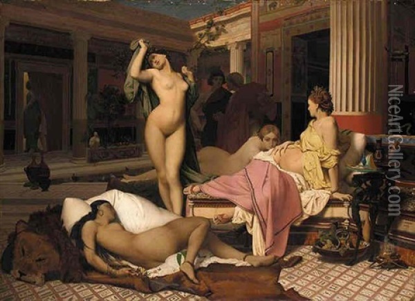 Interieur Grec. Le Gynecee Oil Painting - Jean-Leon Gerome