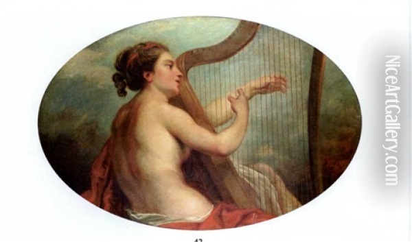 La Joueuse De Harpe Oil Painting - Jean Jacques Lagrenee the Younger