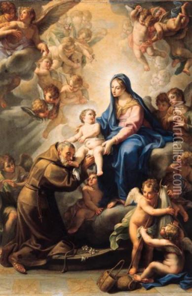 Saint Felix Worshipping The Madonna And Child Oil Painting - Pompeo Gerolamo Batoni