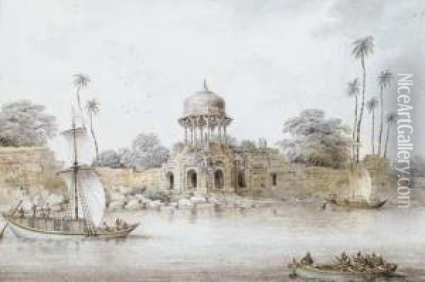 Le Jardin De Jaffeir Khan A Patna Oil Painting - Sita Ram