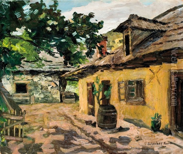 Backyard Oil Painting - Hugo Scheiber
