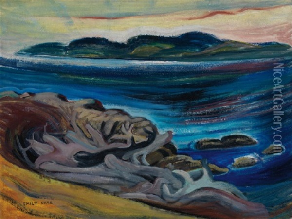 Shoreline Oil Painting - Emily Carr