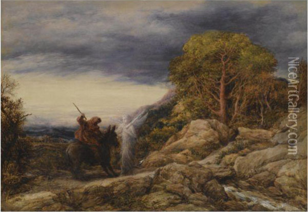 Balaam And The Angel Oil Painting - John Linnell