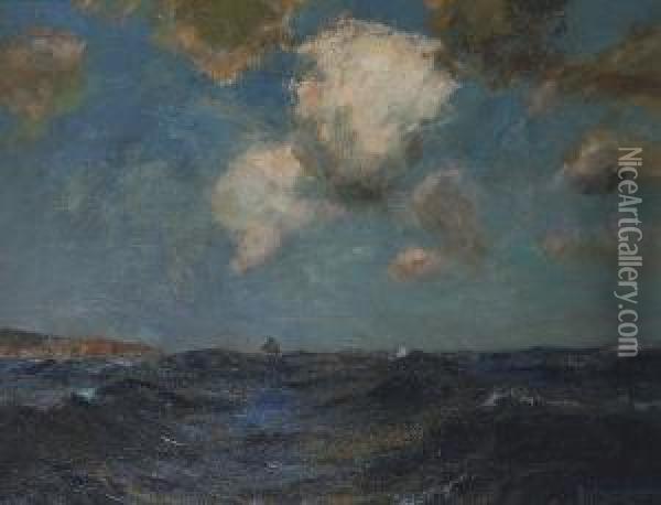 Sailing Vessel Off A Headland Oil Painting - Julius Olsson