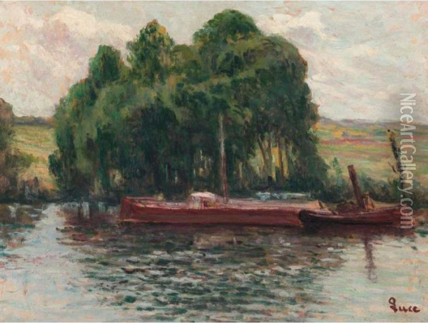 Rolleboise, La Seine Oil Painting - Maximilien Luce