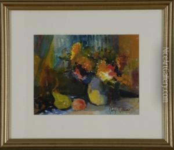 Fruit And Flowers Oil Painting - Mary Ellis Robins