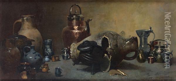 Le Pot De Fer Et Le Pot De Terre Oil Painting - Pierre Carrier-Belleuse