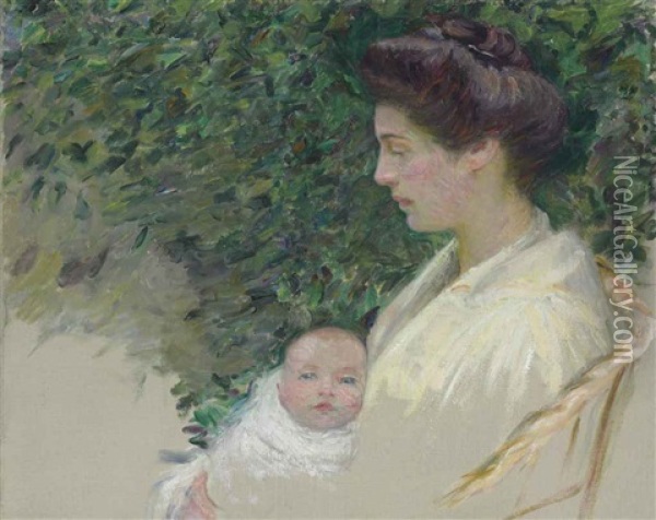Mother And Baby (alice Grew And Anita) Oil Painting - Lilla Cabot Perry