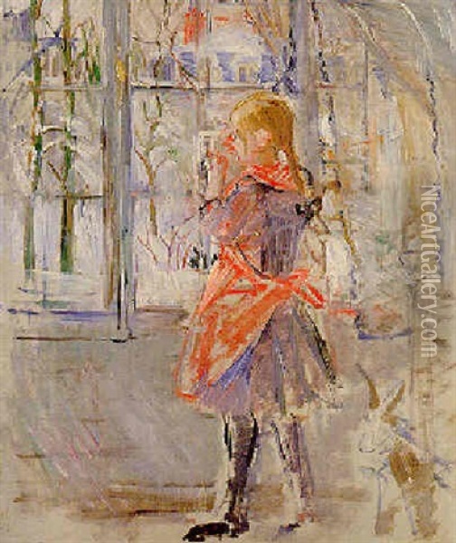L'enfant Au Tablier Rouge Oil Painting - Berthe Morisot