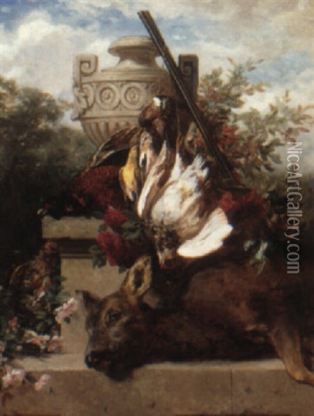 A Still Life With Game Oil Painting - Jean-Baptiste Robie