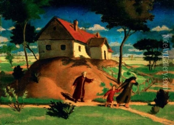 Bucsuzas (farewell) Oil Painting - Adolf Fenyes