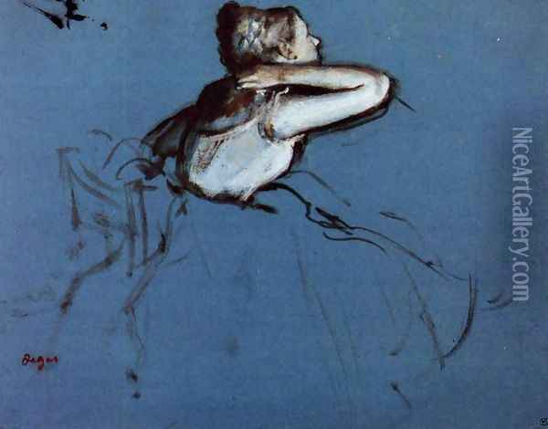 Seated Dancer in Profile Oil Painting - Edgar Degas