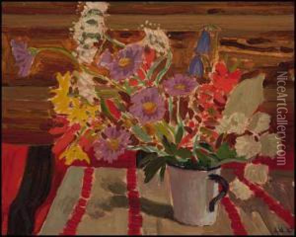 Rocky Mountain Flowers Oil Painting - James Edward Hervey MacDonald