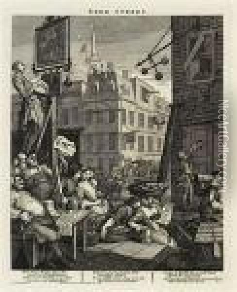 'beer Street' Et 'gin Lane' Oil Painting - William Hogarth