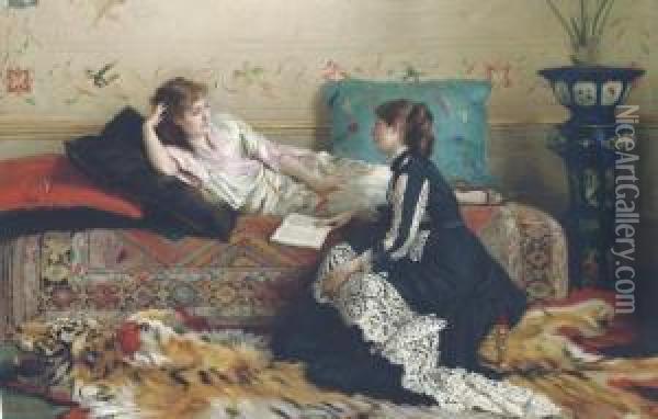 Idle Moments Oil Painting - Gustave Leonhard de Jonghe