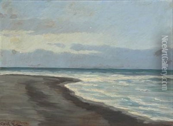 Beach Scene Oil Painting - Carl Ludvig Thilson Locher