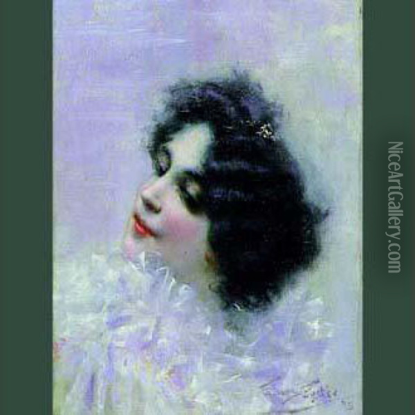 Portrait De Femme 1895 Oil Painting - Antonio Torres Fuster