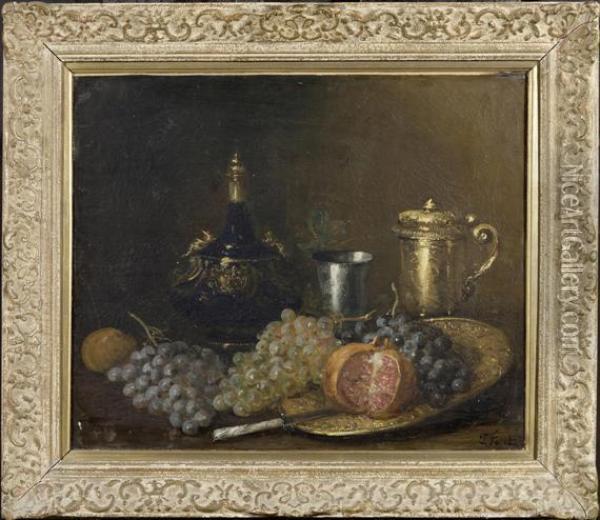 Still Life With Fruit And Goblets Oil Painting - Paul Foret