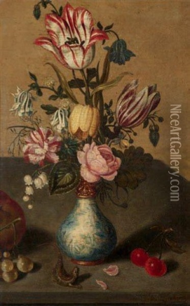 Bouquet De Fleurs Oil Painting - Ambrosius Bosschaert the Younger