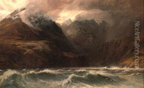 Loch Scavaig, Isle Of Skye Oil Painting - George Vicat Cole