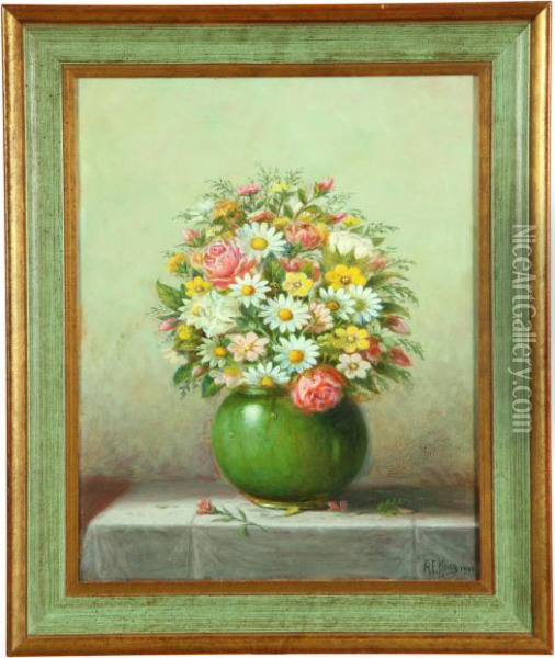 Floral Still Life Oil Painting - Albert F. King