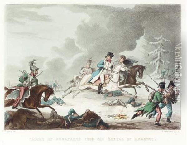 Flight Of Bonaparte From The Battle Of Krasnoi Oil Painting - George Cruickshank