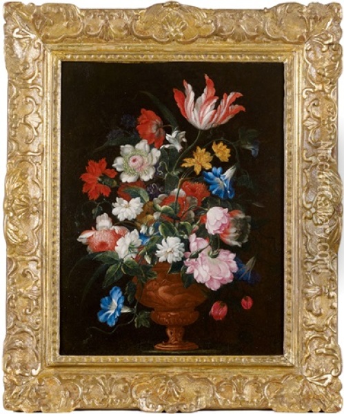 Bouquet De Fleurs Dans Un Vase Oil Painting - Bartolome Perez