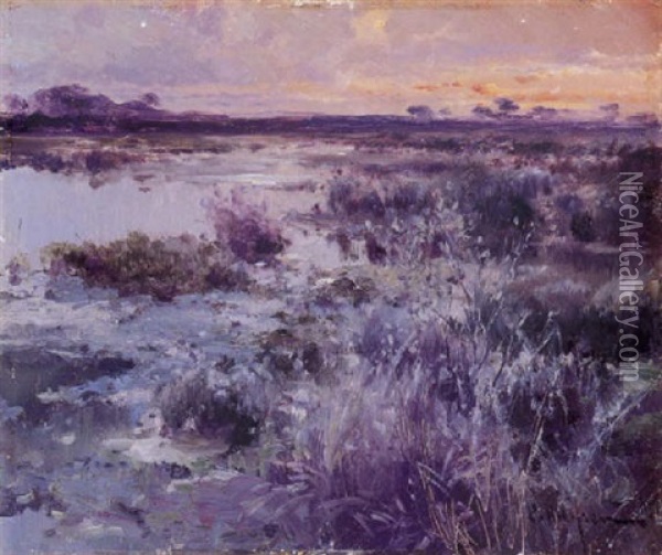 Paisaje Con Laguna Oil Painting - Eliseo Meifren y Roig