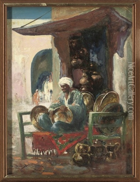 The Copper Stall Oil Painting - Hal (Henry William Lowe) Hurst