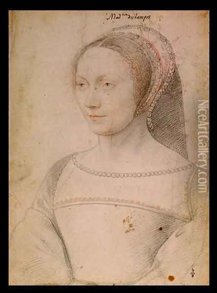 Anne de Pisseleu (1508-80) c.1540 Oil Painting - (studio of) Clouet