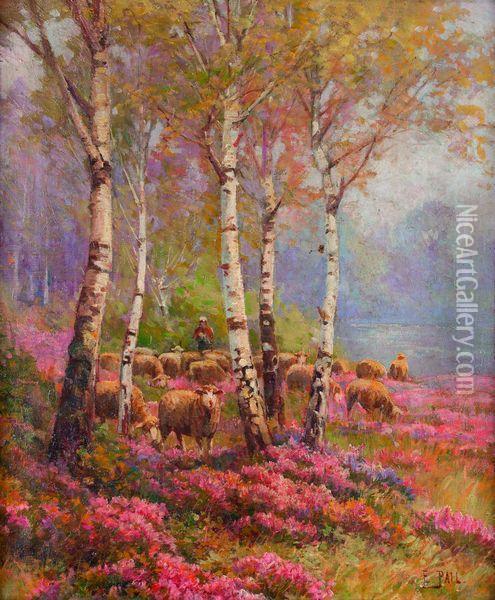 Moutons Dans La Lande Oil Painting - Edouard Pail