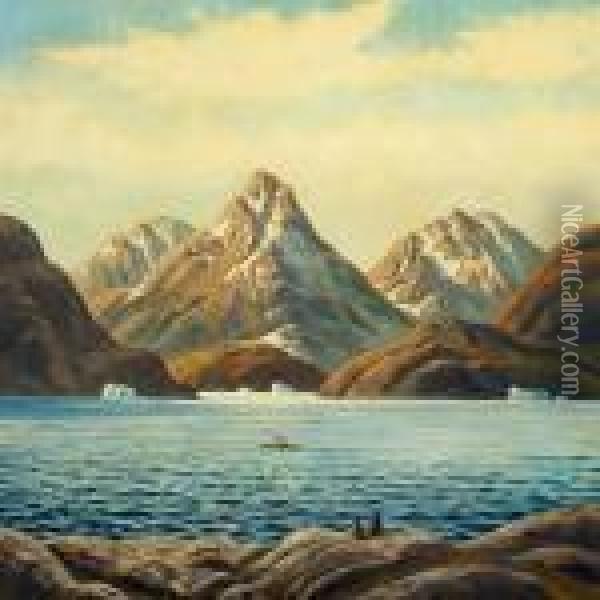Summer's Day At A Greenlandic Fiord Oil Painting - Emanuel A. Petersen