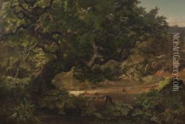 Auenwald Oil Painting - August Von Wille
