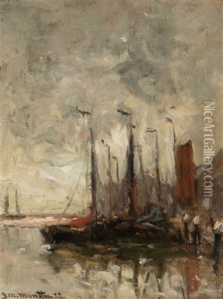 Bomschuiten In The Harbour Oil Painting - Gerhard Arij Ludwig Morgenstjerne Munthe