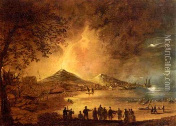 The Eruption Of Mount Vesuvius Oil Painting - William Sadler the Younger