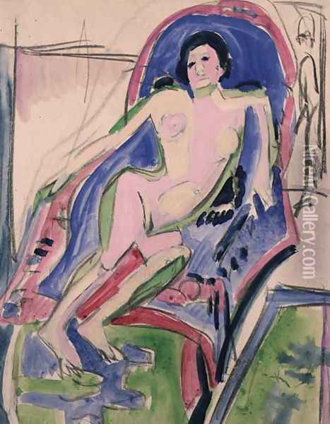 Reclining Nude Oil Painting - Ernst Ludwig Kirchner