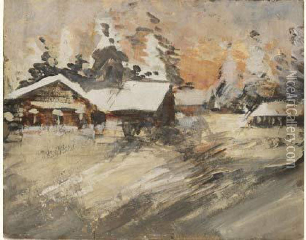Winter Scene Oil Painting - Konstantin Alexeievitch Korovin