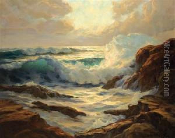 Rocky Seascape Oil Painting - Konstantin A. Weschtschiloff