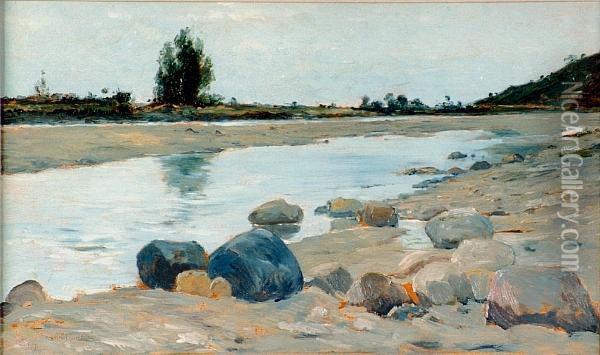 River Landscape Oil Painting - Carl Arp