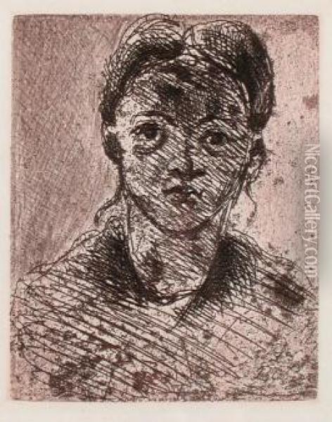 Head Of A Woman Oil Painting - Paul Cezanne